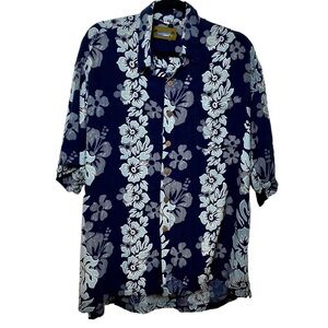 Vintage Dreamland Handmade Hawaiian Shirt Floral Short Sleeve Button Down Blue L